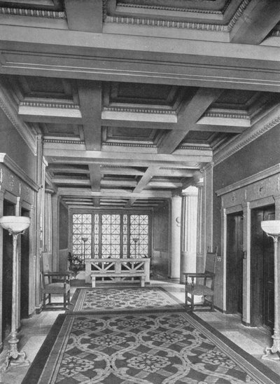 Elevator lobby, first floor, the Fraternity Clubs Building, New York City, 1924 by Unbekannt