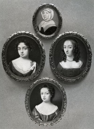 Elizabeth Cromwell, mother of Oliver Cromwell, and his daughters, Mary, Elizabeth and Bridget by Unbekannt