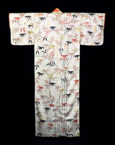 Embroidered white satin ladies kimono, Japanese, Edo period by Unbekannt