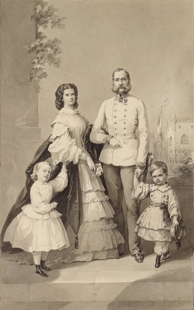 Emperor Franz Joseph I with Empress Elisabeth and their children by Unbekannt