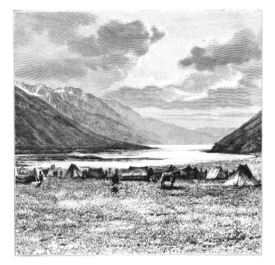 Encampment of the English Expedition of 1871, Lake Pang-Kong, Tibet by Unbekannt