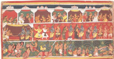 Encounters in Mathura: Page from a Dispersed Bhagavata Purana, ca. 1700 by Unbekannt