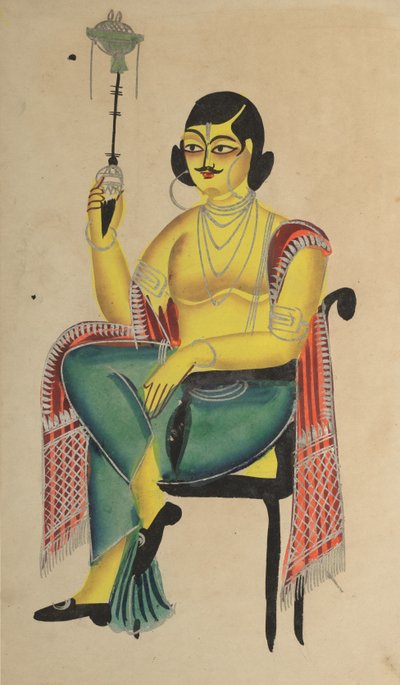 English Babu Native Indian Clerk Holding a Hookah by Unbekannt