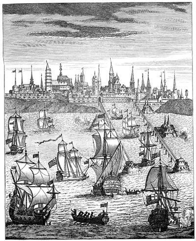 English squadron carrying troops to take possession of Dunkirk, 1708, 1894 by Unbekannt