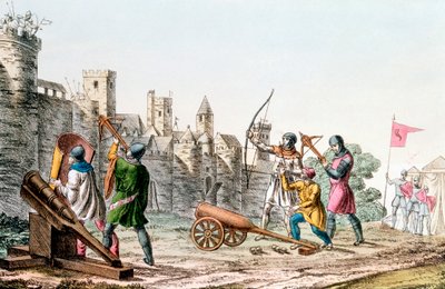 English Troops Attacking a French Town, Hundred Years War by Unbekannt