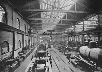 Erecting Shop, London and North-Western Railway Works, Crewe, c1896 by Unbekannt