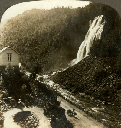 Espelandfos, one of the loveliest waterfalls in all Scandinavia, Norway, c. 1905 by Unbekannt