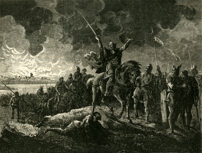 Eudes, Duke of Aquitaine, Fleeing from Bordeaux, Fired by the Saracens by Unbekannt