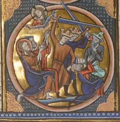 Execution of Jews. Miniature from Emblèmes Bibliques, ca 1220-1230 by Unbekannt