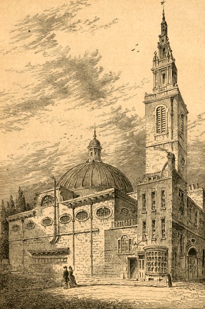 Exterior of St. Stephens, Walbrook, in 1700, 1897 by Unbekannt