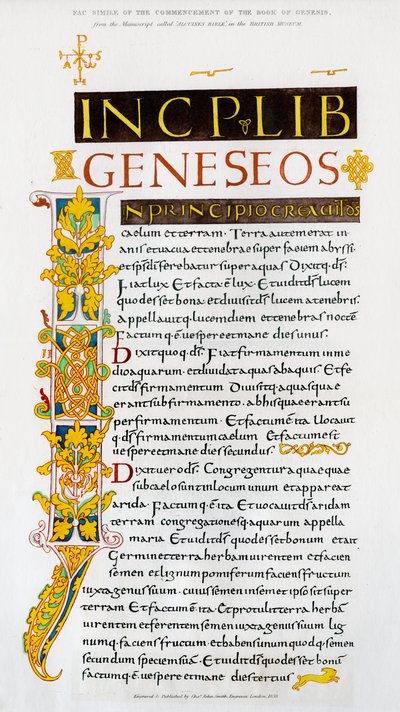 Facsimile of the commencement of the Book of Genesis by Unbekannt