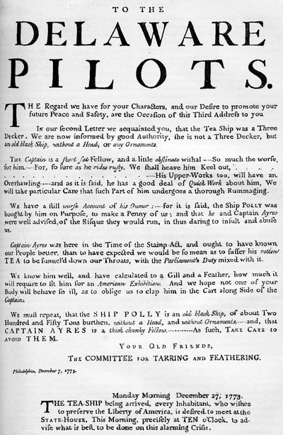 Facsimile of the Proclamation About the Tea Ship, 1773 c1880 by Unbekannt