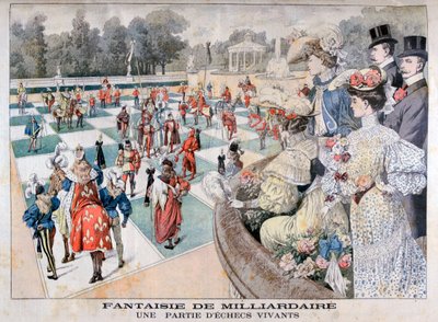 Fantasy of a billionaire: a human chess game by Unbekannt