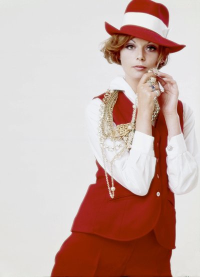 Young Woman Wearing a Red Hat and Outfit by Unbekannt