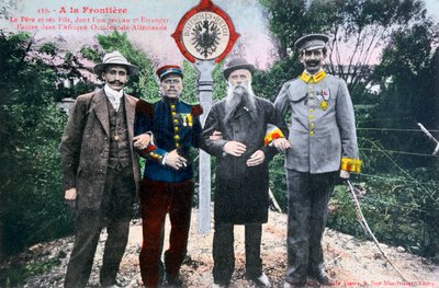 Father and His Sons at the French-German Border by Unbekannt