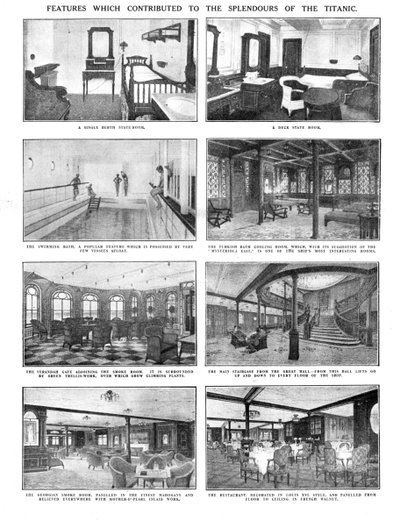 Features which Contributed to the Splendours of the Titanic, April 20, 1912 by Unbekannt