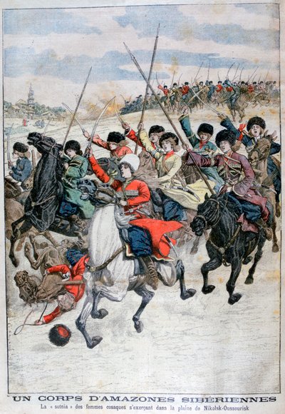 Female Siberian Cossack cavalry corps, Russo-Japanese War, 1904 by Unbekannt