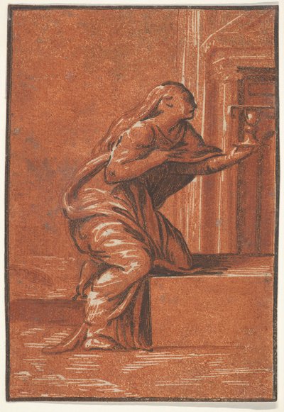 Female Personification of Faith Who Kneels Raising a Chalice in Her Left Hand by Unbekannt