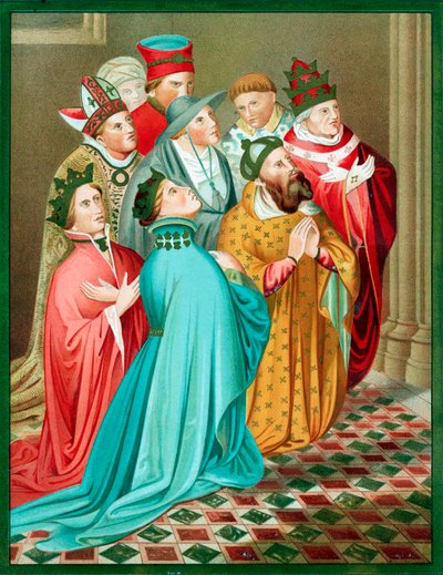 Ferdinand I of Aragon and his Queen at prayer by Unbekannt