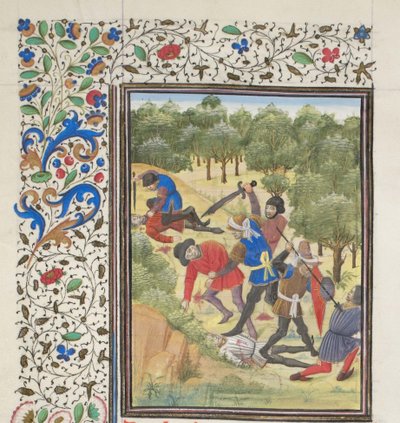 Fight in a Wood Between Christians and Saracens. Miniature from the Historia by William of Tyre by Unbekannt