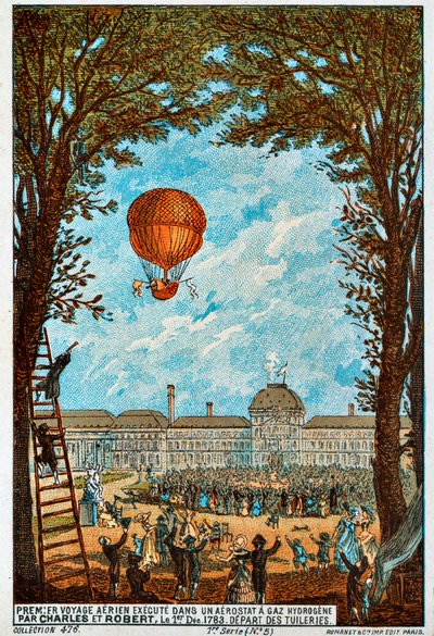First aerial voyage by Charles and Robert, Paris, France, 1783 by Unbekannt
