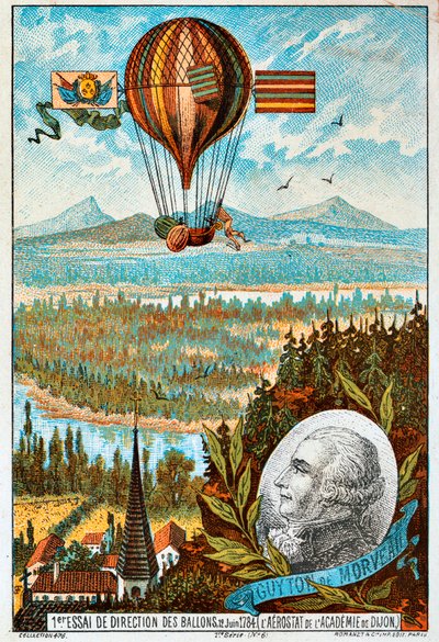 First attempt by Guyton de Morveau to direct a balloon, Dijon, France by Unbekannt