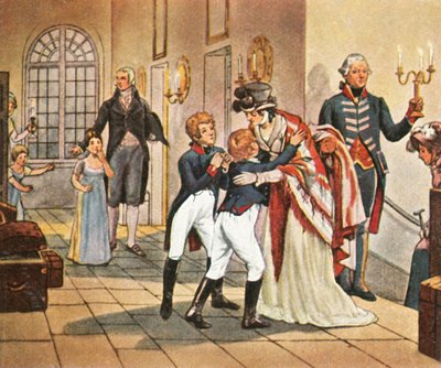 First meeting of Queen Louise and her children after the Battle of Jena, 18 October 1806 by Unbekannt
