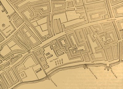 Fleet Street, The Temple, etc., from a Map of London, Published 1720, 1897 by Unbekannt