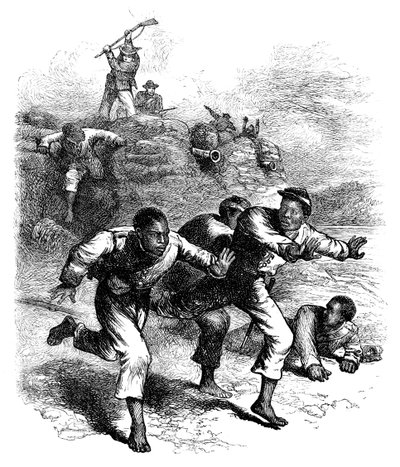 Flight of Black Union Soldiers from Fort Pillow, Tennessee, American Civil War by Unbekannt