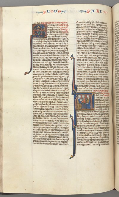 Fol. 148v, Chronicles I, historiated initial A, three descendants of Adam, c1275-1300 by Unbekannt
