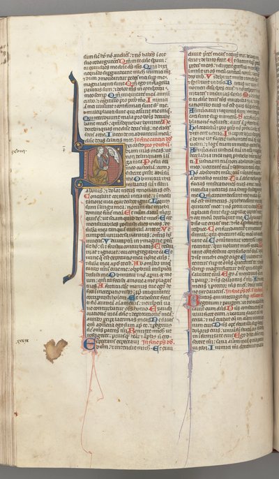 Fol. 220v, Psalm 38, Historiated Initial D, David Kneeling, Gesturing to the Bust of God Above by Unbekannt