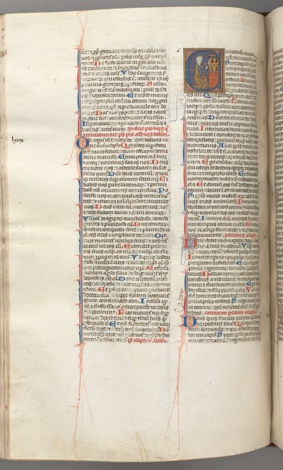 Fol. 227v, Psalm 80, Historiated Initial E, David Hitting a Carillon of Hells, c. 1275-1300 by Unbekannt