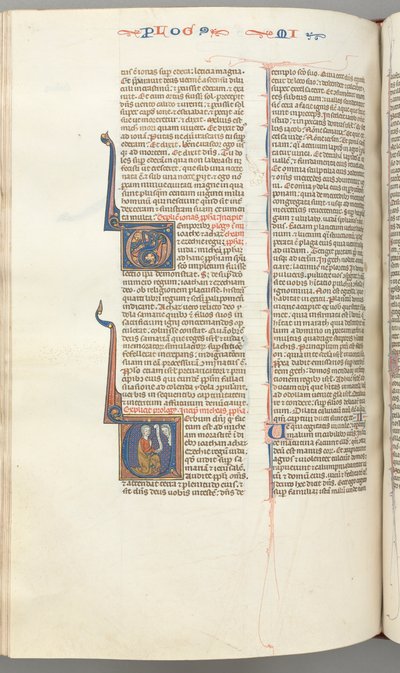 Micah, Historiated Initial V, Micah Kneeling, Bust of God Above by Unbekannt