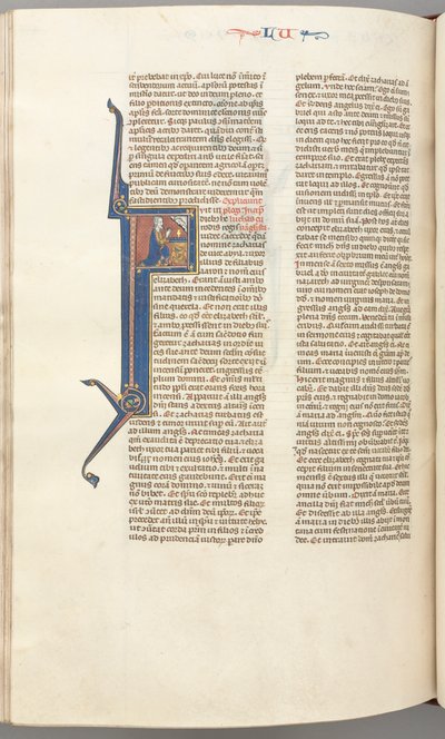 Fol. 412v, Luke, Historiated Initial F, Luke Praying at an Altar, Bust of God Above by Unbekannt