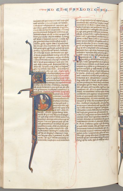 Thessalonians II, historiated initial P, Paul seated with a sword, c. 1275-1300 by Unbekannt