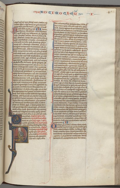 Timothy I, historiated initial P, Paul seated, c. 1275-1300 by Unbekannt