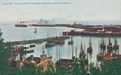 Folkestone: Turbine Steamer Leaving Harbour by Unbekannt
