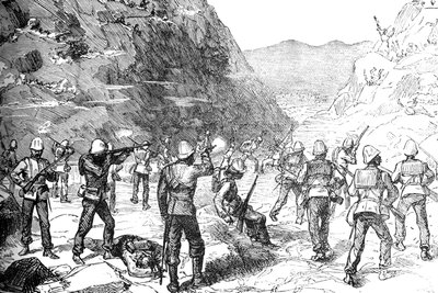 Foraging Party of the 67th Attacked by the Afghans, Nov 9, 1879, c1880 by Unbekannt