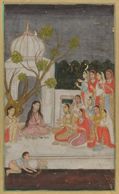 Fortune-telling, a Group of Women on a Terrace at Night, 18th century by Unbekannt