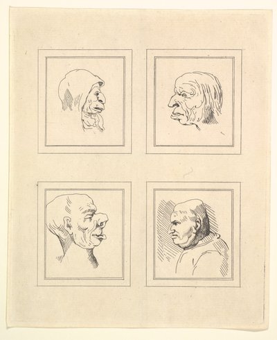 Four Heads from Characaturas by Leonardo da Vinci by Unbekannt