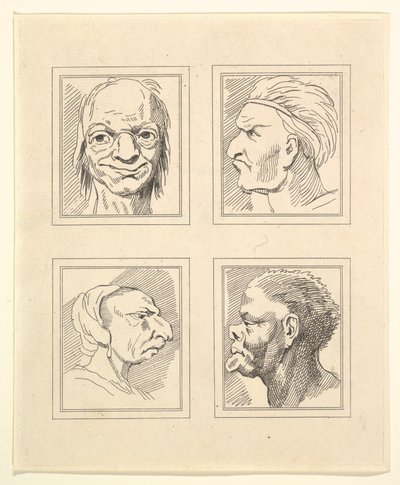 Four Heads from Caricatures by Leonardo da Vinci by Unbekannt