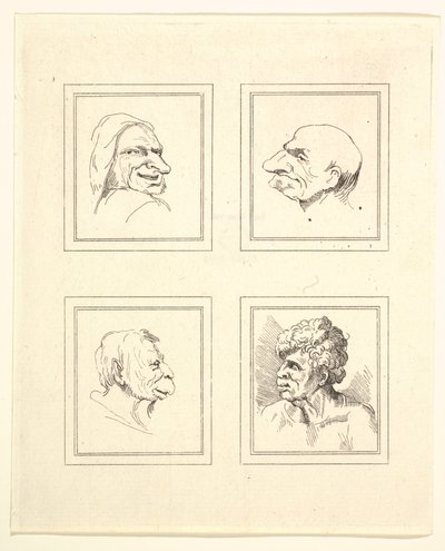Four Heads from Characaturas by Leonardo da Vinci, from Drawings by Wincelslaus Hollar by Unbekannt