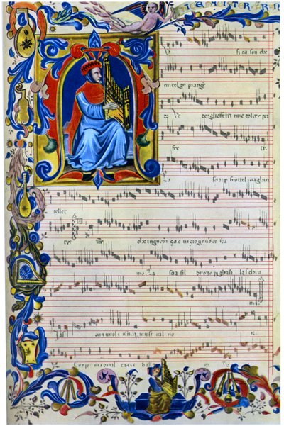 Francesco Landino Playing a Portative Organ by Unbekannt