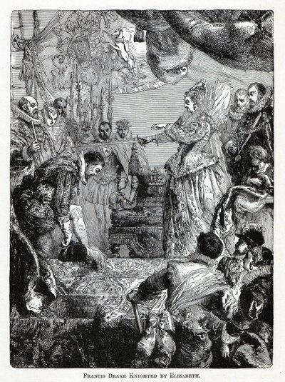 Francis Drake Knighted by Elizabeth, 1882 by Unbekannt