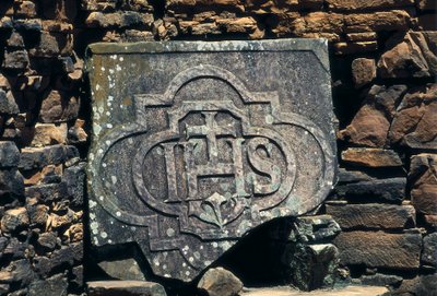 Franco-Masonic Symbol and Initials of Christ Engraved on a Stone, Site of the Jesuit Missions of San Ignacio Mini in Argentina, Established in 1611 (Stone) by Unbekannt