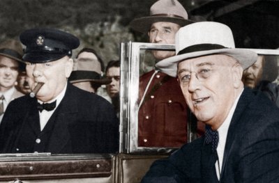 Franklin D. Roosevelt and Winston Churchill Meeting in Quebec, Canada, 1944 by Unbekannt