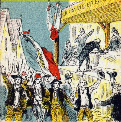 French Revolution: the voluntary corollings of the revolutionaries. Engraving in "Histoire de France". Series of advertising images published on behalf of Louit, circa 1920. by Unbekannt