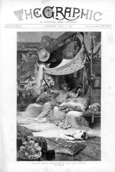 French Actress Sarah Bernhardt in Her Paris Studio by Unbekannt