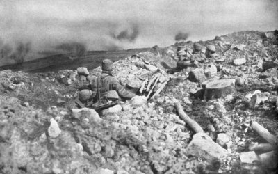 French artillery assault on the Eparges ridge, near Verdun, France, 2 August 1915 by Unbekannt