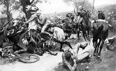 French Cavalry Attacking German Troops, First World War, 1914 by Unbekannt